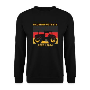 Bauernprotest 2023 / 2024 Landwirte Bauern Farmer - Unisex Pullover - Schwarz - Vorne - Alina (178cm) & Michal (187cm)
