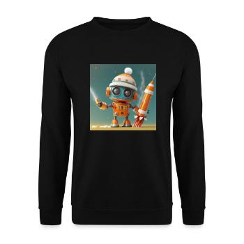 robot is launching New Year's Eve rockets - Unisex Sweatshirt - black - Front - Alina (178cm) & Michal (187cm)