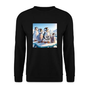 Pinguin Familie - Unisex Pullover - Schwarz - Vorne - Alina (178cm) & Michal (187cm)