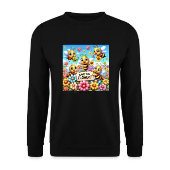 Rettet die Blumen - Unisex Pullover - Schwarz - Vorne - Alina (178cm) & Michal (187cm)