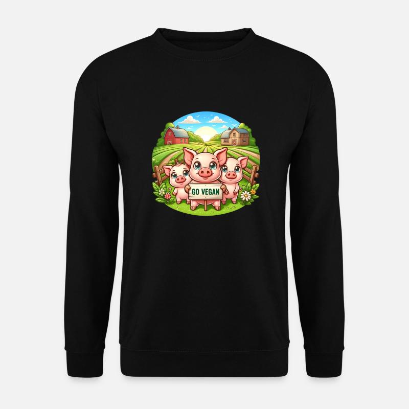 Schweine Familie Vegan - Unisex Pullover - Schwarz