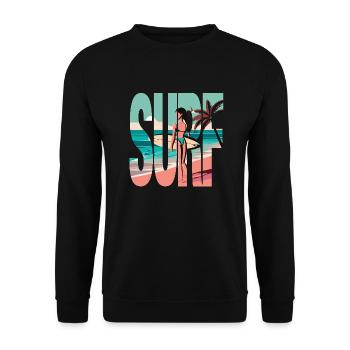 Surfeur, Surfergirl, Soleil, Plage - Sweat-shirt Unisexe - noir - Devant - Alina (178cm) & Michal (187cm)