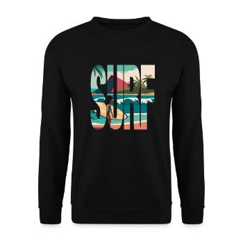 Surf, Surfer, Beach, Hawaii - Unisex Sweatshirt - black - Front - Alina (178cm) & Michal (187cm)
