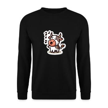 Niedliche singende Kuh Illustration - Unisex Pullover - Schwarz - Vorne - Alina (178cm) & Michal (187cm)