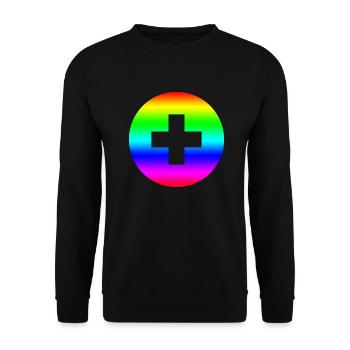 Round rainbow plus cross - Unisex Sweatshirt - black - Front - Alina (178cm) & Michal (187cm)