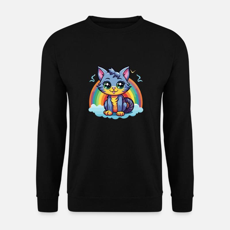 Lebendiges Regenbogenkätzchen-Kunstwerk - Unisex Pullover - Schwarz