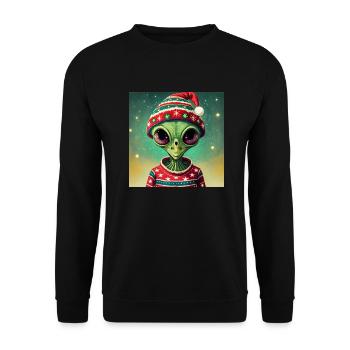 alien wearing a ugly Christmas sweater - Unisex Sweatshirt - black - Front - Alina (178cm) & Michal (187cm)