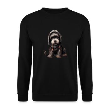 Giant Schnauzer Riesenschnauzer im cozy look - Unisex Pullover - Schwarz - Vorne - Alina (178cm) & Michal (187cm)