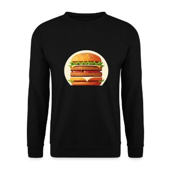 Saftiger leckerer Burger - Unisex Pullover - Schwarz - Vorne - Alina (178cm) & Michal (187cm)