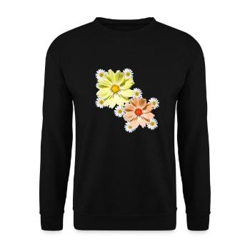 Cosmee with daisies blossom floral floral pattern - Unisex Sweatshirt - black - Front - Alina (178cm) & Michal (187cm)