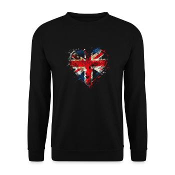 Ich liebe den Union Jack - Unisex Pullover - Schwarz - Vorne - Alina (178cm) & Michal (187cm)
