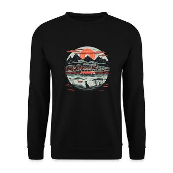 ufo on the seaside - Unisex Pullover - Schwarz - Vorne - Alina (178cm) & Michal (187cm)