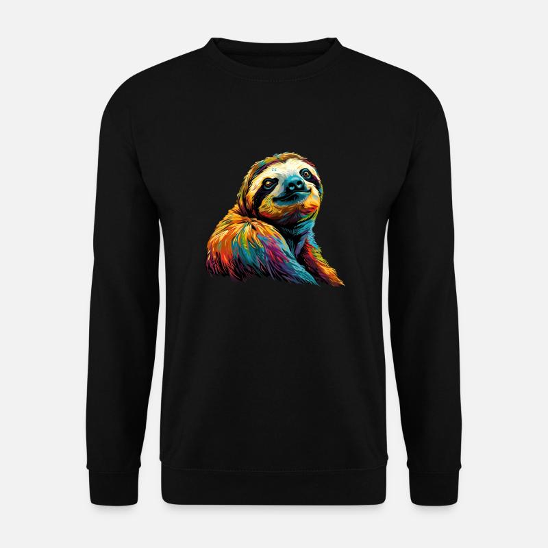 Regenbogen-Faultier - Unisex Pullover - Schwarz
