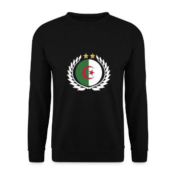 Algerischer Kranz - Algerien Geschenkidee - Unisex Pullover - Schwarz - Vorne - Alina (178cm) & Michal (187cm)