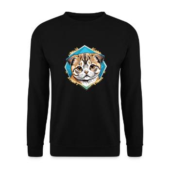 Chat Scottish Fold - Sweat-shirt Unisexe - noir - Devant - Alina (178cm) & Michal (187cm)
