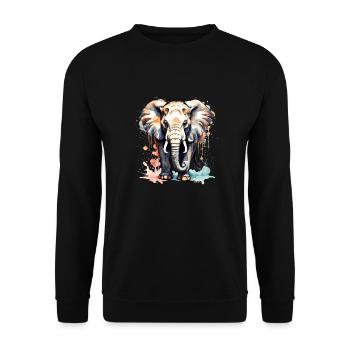 Elefant in Farben - Unisex Pullover - Schwarz - Vorne - Alina (178cm) & Michal (187cm)