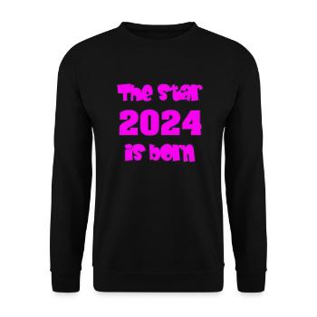 Birth 2024 - Gift - The Star 2024 is born - Unisex Sweatshirt - black - Front - Alina (178cm) & Michal (187cm)