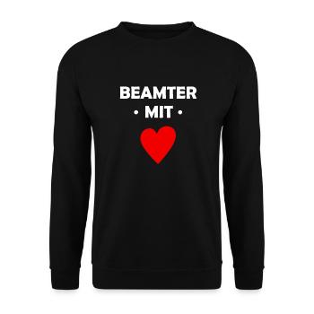 Beamter mit Herz - Unisex Pullover - Schwarz - Vorne - Alina (178cm) & Michal (187cm)