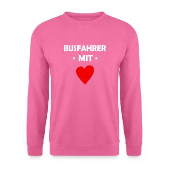 Busfahrer mit Herz - Bus - Omnibus - Unisex Pullover - Pink - Vorne