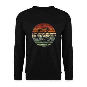 Retro Pfirsich - Vintage Geschenkidee - Unisex Pullover - Schwarz - Vorne - Alina (178cm) & Michal (187cm)