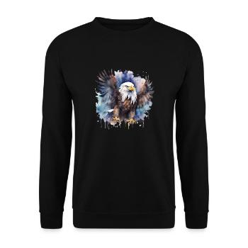 Eagle Flying Power Animal - Unisex Sweatshirt - black - Front - Alina (178cm) & Michal (187cm)