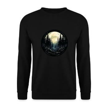 Nacht des Waldes - Unisex Pullover - Schwarz - Vorne - Alina (178cm) & Michal (187cm)