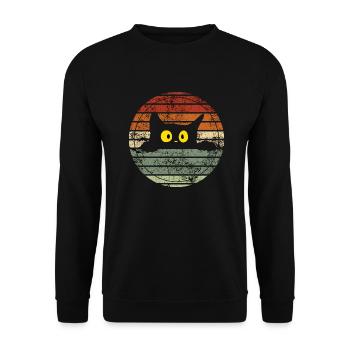 Retro Cat - Vintage Gift Idea - Unisex Sweatshirt - black - Front - Alina (178cm) & Michal (187cm)