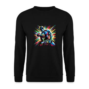 Explosive Workout-Energie: Hanteltraining Art - Unisex Pullover - Schwarz - Vorne - Alina (178cm) & Michal (187cm)