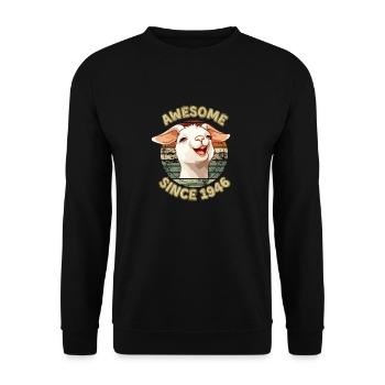 awesome Since 1946 - Humor 1946 Geburtstagsgeschenk - Unisex Pullover - Schwarz - Vorne - Alina (178cm) & Michal (187cm)