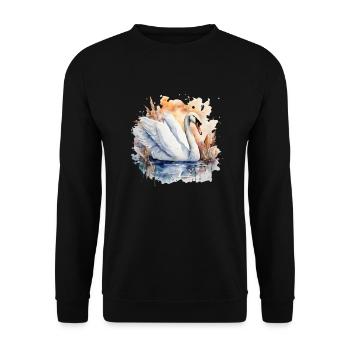 Power Animal Swan - Unisex Sweatshirt - black - Front - Alina (178cm) & Michal (187cm)