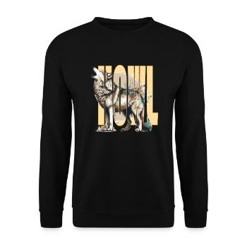 Heulender Wolf - Unisex Pullover - Schwarz - Vorne - Alina (178cm) & Michal (187cm)
