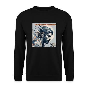 Portrait of Man Digital Art - Unisex Sweatshirt - black - Front - Alina (178cm) & Michal (187cm)