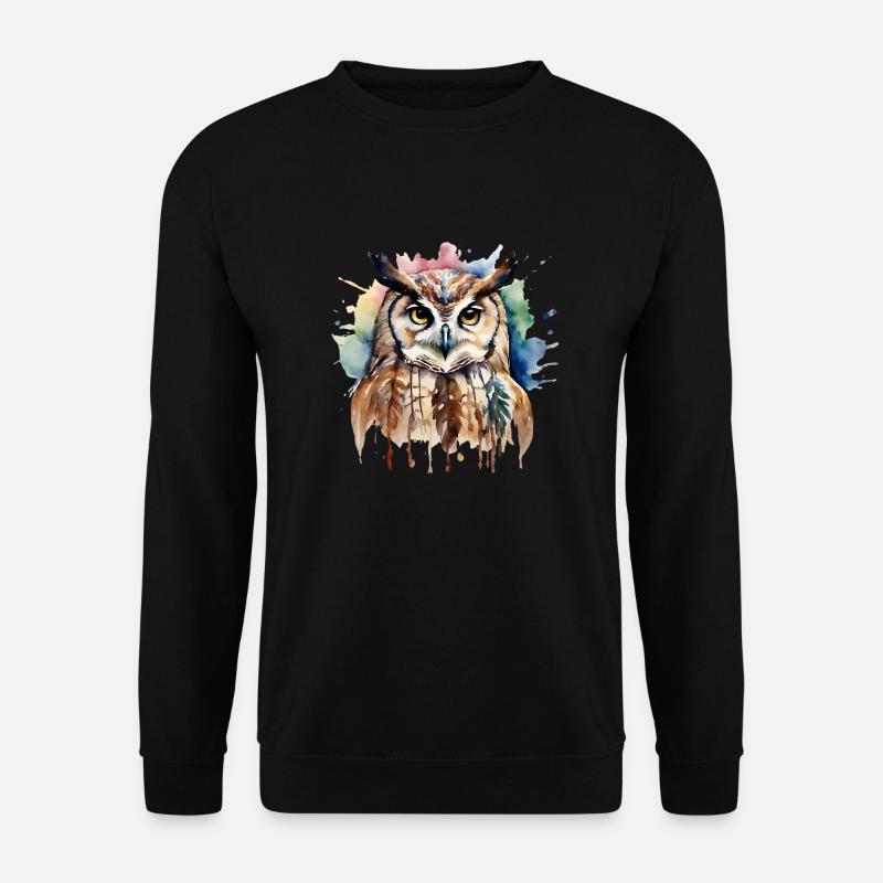 Schamanisches Krafttier Eule, Intuition,Weisheit - Unisex Pullover - Schwarz