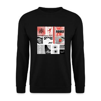 #3 NOIR, BLANC ET ROUGE - Sweat-shirt Unisexe - noir - Devant - Alina (178cm) & Michal (187cm)