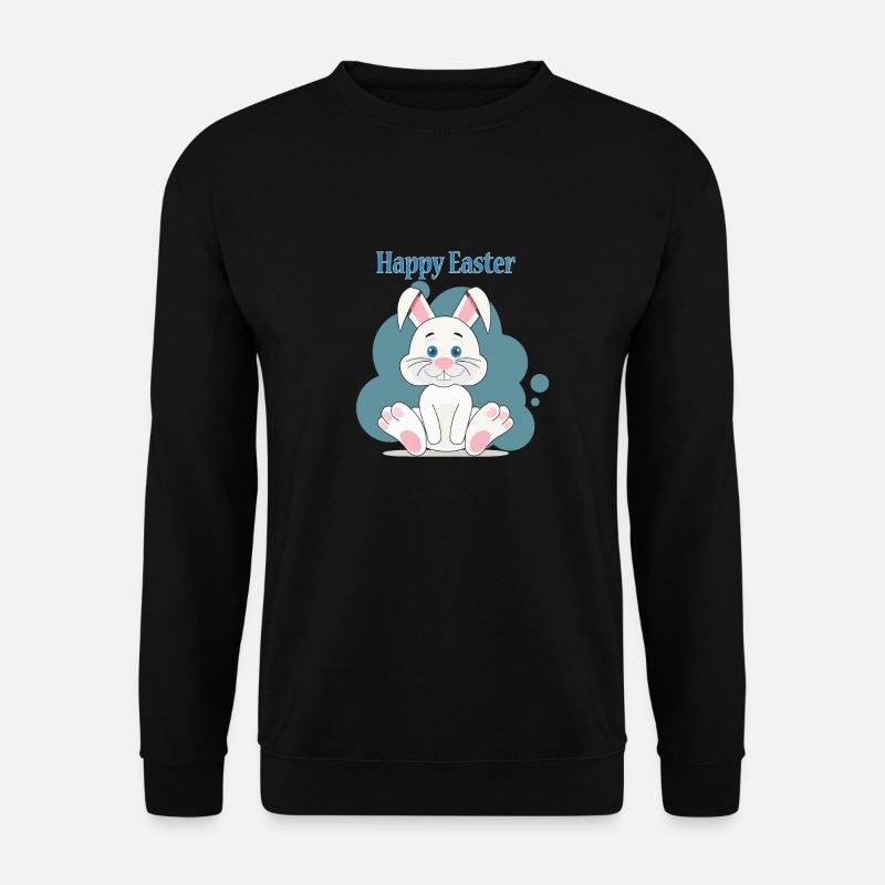 Happy white easter bunny - Unisex Sweatshirt - black