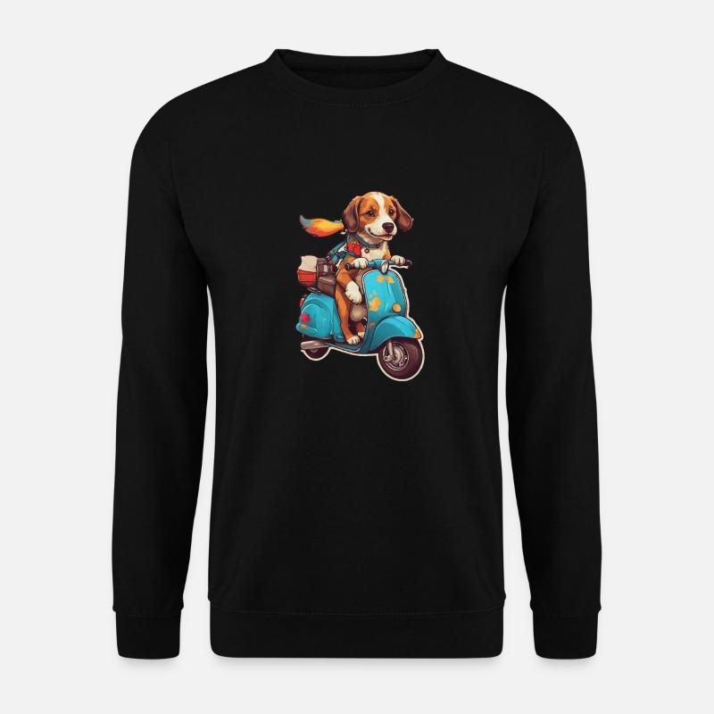 Hund auf einem Roller - Unisex Pullover - Schwarz