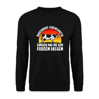 Kuh Bauer Bauernhof Kuhbauer Kühe - Unisex Pullover - Schwarz - Vorne - Alina (178cm) & Michal (187cm)