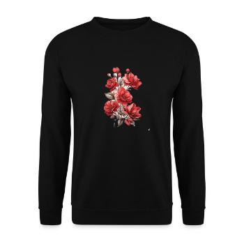 Schöne Rote Blume - Unisex Pullover - Schwarz - Vorne - Alina (178cm) & Michal (187cm)