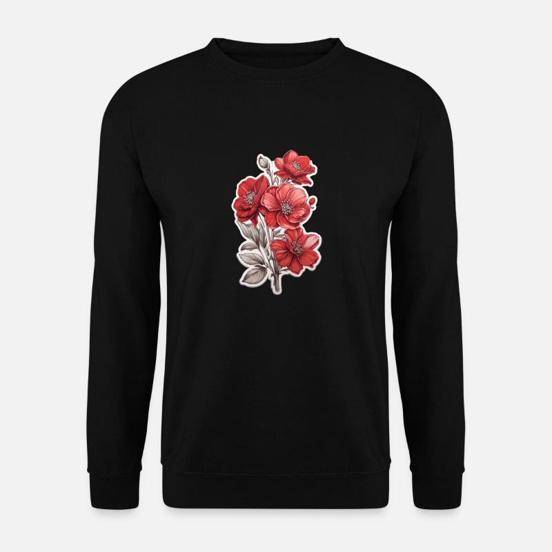 Schöne Rote Blume - Unisex Pullover - Schwarz