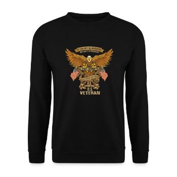 Army War Military Uniform Force Soldier Veteran - Unisex Sweatshirt - black - Front - Alina (178cm) & Michal (187cm)