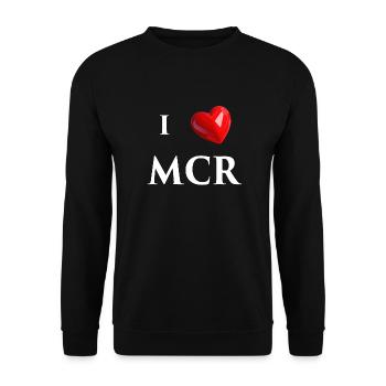 I Love Manchester - White Text - Unisex Sweatshirt - black - Front - Alina (178cm) & Michal (187cm)
