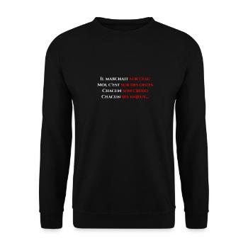 Il marchait sur l'eau - poème - Sweat-shirt Unisexe - noir - Devant - Alina (178cm) & Michal (187cm)