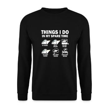 Dinge, die ich in meiner Freizeit mache Kreuzfahrt Lustige Kreuzfahrt - Unisex Pullover - Schwarz - Vorne - Alina (178cm) & Michal (187cm)