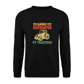 Facilement distrait par les tracteurs - Sweat-shirt Unisexe - noir - Devant - Alina (178cm) & Michal (187cm)
