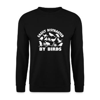 Leicht von Vögeln abgelenkt - Unisex Pullover - Schwarz - Vorne - Alina (178cm) & Michal (187cm)