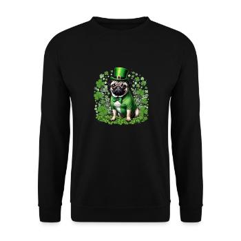 Fête de la Saint-Patrick Carlin I Chiot lutin vert - Sweat-shirt Unisexe - noir - Devant - Alina (178cm) & Michal (187cm)
