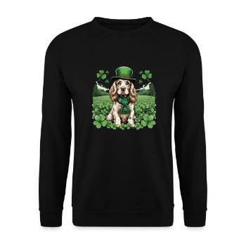Irish Setter St. Patrick's Day Green Hat Pup - Unisex Pullover - Schwarz - Vorne - Alina (178cm) & Michal (187cm)