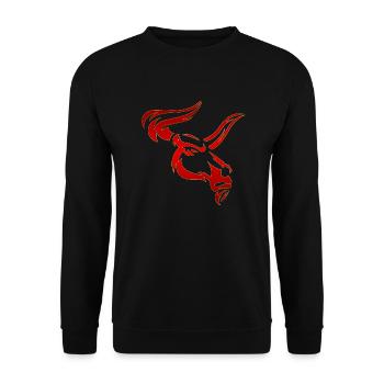 Stier Stierkopf Kopf Logo Steak Beast Gym Horn - Unisex Pullover - Schwarz - Vorne - Alina (178cm) & Michal (187cm)