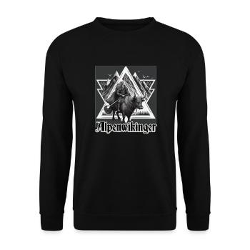 Alpenwikinger - Unisex Pullover - Schwarz - Vorne - Alina (178cm) & Michal (187cm)