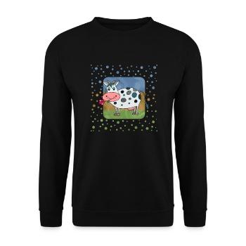 Cow - Unisex Sweatshirt - black - Front - Alina (178cm) & Michal (187cm)